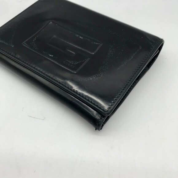 Gucci Black Patent Leather Tri-Fold Embossed Wallet - Picture 7 of 12